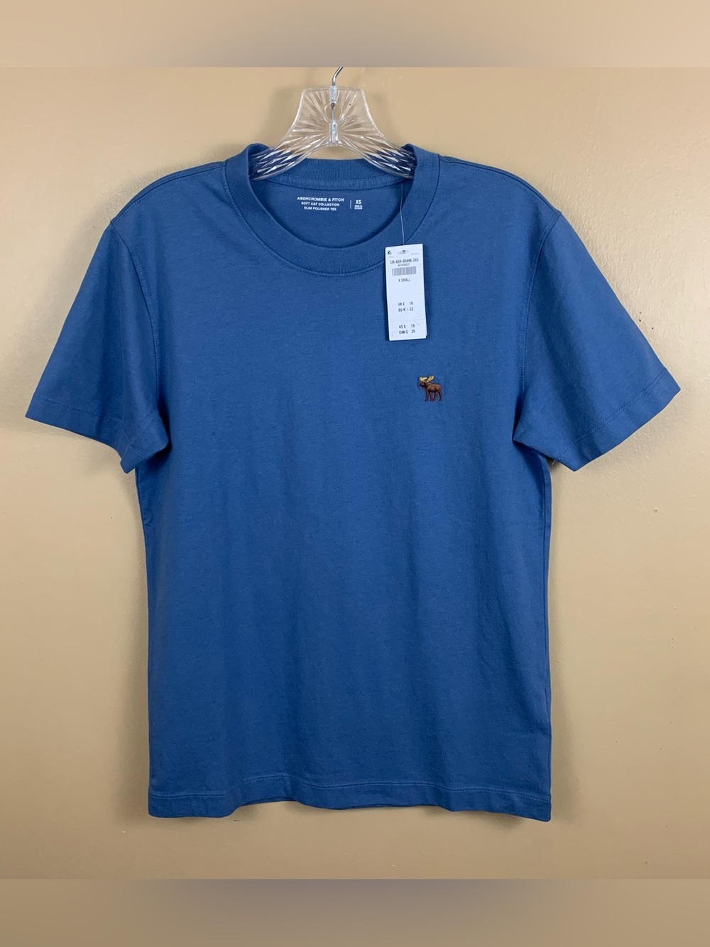 Abercrombie Fitch Soft A&F Tee Moose Logo Blue Mens XS Classic Cotton Preppy NWT